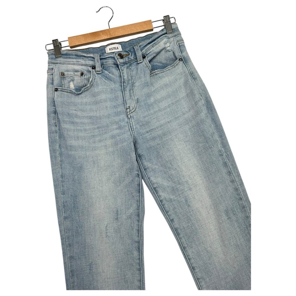 Pistola Jeans Womens 28 Blue Monroe Mid Rise Crop Cigarette Light Wash Straight - Picture 6 of 14